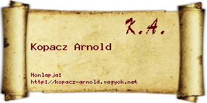 Kopacz Arnold névjegykártya
